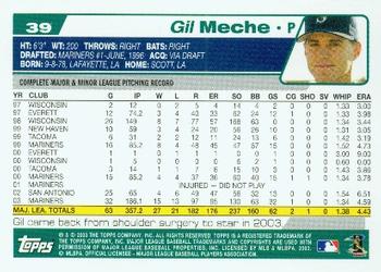 2004 Topps #39 Gil Meche Back