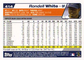 2004 Topps #414 Rondell White Back