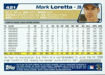 2004 Topps #421 Mark Loretta Back