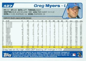2004 Topps #427 Greg Myers Back