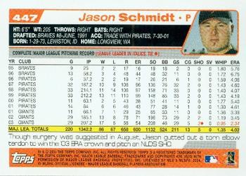 2004 Topps #447 Jason Schmidt Back