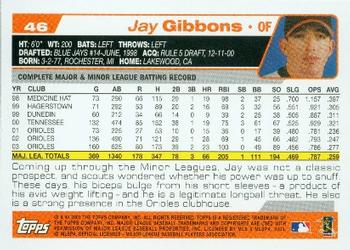 2004 Topps #46 Jay Gibbons Back