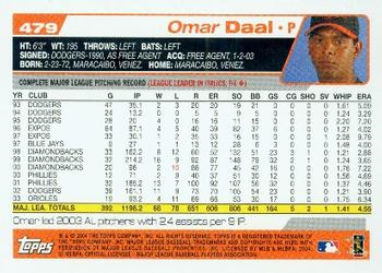 2004 Topps #479 Omar Daal Back
