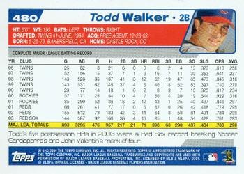 2004 Topps #480 Todd Walker Back