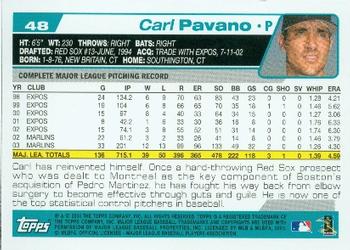2004 Topps #48 Carl Pavano Back