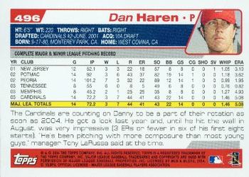 2004 Topps #496 Dan Haren Back