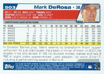 2004 Topps #503 Mark DeRosa Back