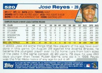 2004 Topps #520 Jose Reyes Back