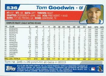 2004 Topps #536 Tom Goodwin Back