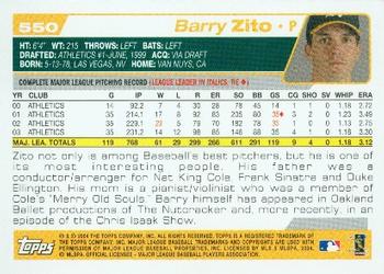 2004 Topps #550 Barry Zito Back