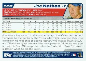 2004 Topps #557 Joe Nathan Back