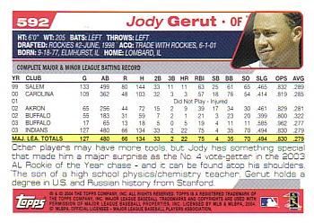 2004 Topps #592 Jody Gerut Back