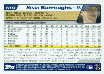 2004 Topps #619 Sean Burroughs Back