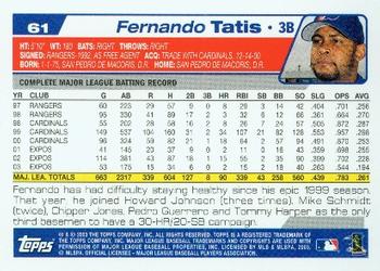 2004 Topps #61 Fernando Tatis Back