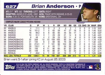 2004 Topps #627 Brian Anderson Back
