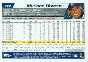 2004 Topps #67 Mariano Rivera Back