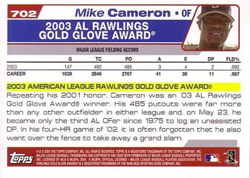 2004 Topps #702 Mike Cameron Back
