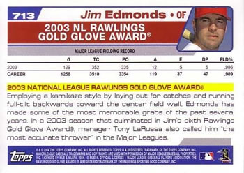 2004 Topps #713 Jim Edmonds Back