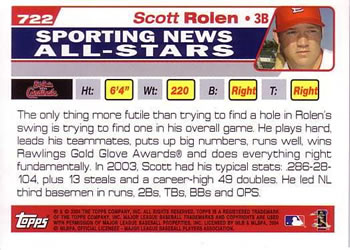 2004 Topps #722 Scott Rolen Back