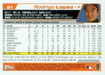 2004 Topps #81 Rodrigo Lopez Back