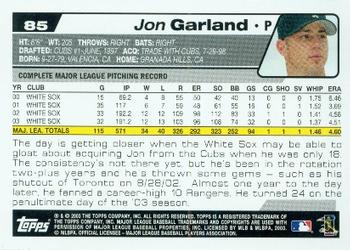 2004 Topps #85 Jon Garland Back