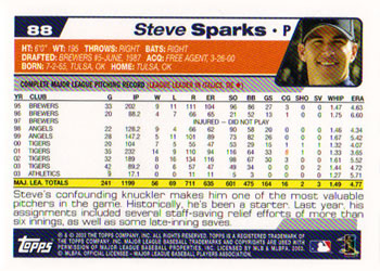 2004 Topps #88 Steve Sparks Back