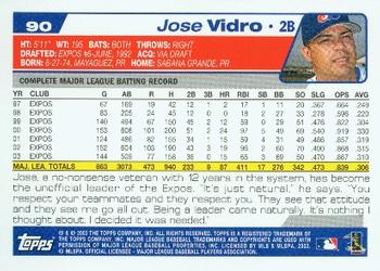 2004 Topps #90 Jose Vidro Back