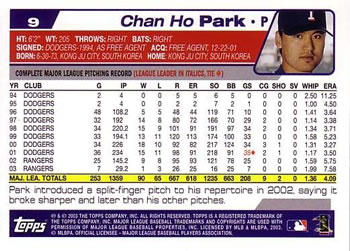2004 Topps #9 Chan Ho Park Back