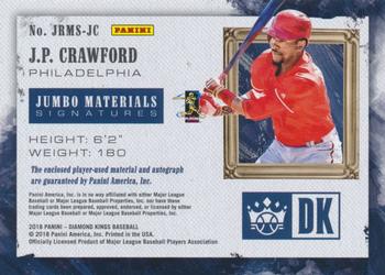 2018 Panini Diamond Kings - DK Jumbo Rookie Materials Signatures #JRMS-JC J.P. Crawford Back