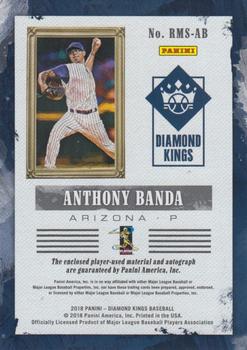 2018 Panini Diamond Kings - DK Rookie Materials Signatures #RMS-AB Anthony Banda Back