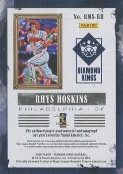 2018 Panini Diamond Kings - DK Rookie Materials Signatures #RMS-RH Rhys Hoskins Back