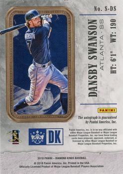 2018 Panini Diamond Kings - DK Signatures Holo Silver #S-DS Dansby Swanson Back