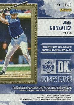 2018 Panini Diamond Kings - Jersey Kings Holo Silver #JK-JG Juan Gonzalez Back