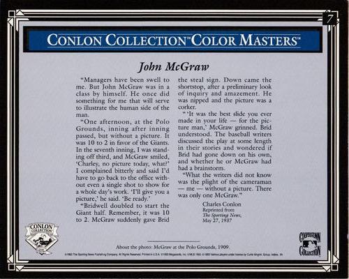 1993 Conlon Collection Color Masters #7 John McGraw Back