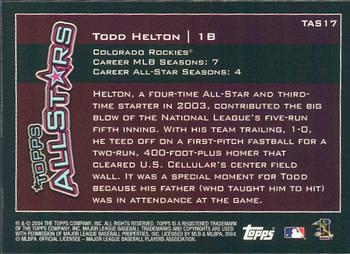 2004 Topps - Topps All-Stars #TAS17 Todd Helton Back