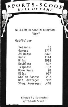 1973 TCMA Sports Scoop Hall of Fame #NNO Ben Chapman Back