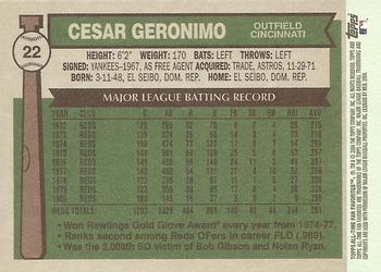 2004 Topps All-Time Fan Favorites #22 Cesar Geronimo Back