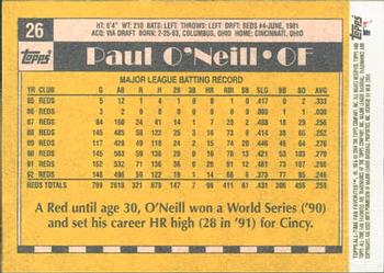 2004 Topps All-Time Fan Favorites #26 Paul O'Neill Back