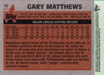 2004 Topps All-Time Fan Favorites #55 Gary Matthews Back