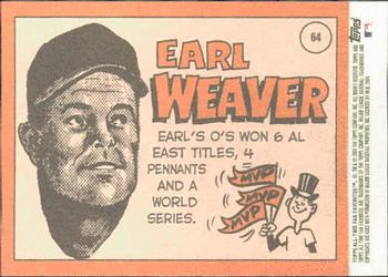 2004 Topps All-Time Fan Favorites #64 Earl Weaver Back