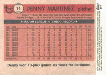 2004 Topps All-Time Fan Favorites #74 Dennis Martinez Back