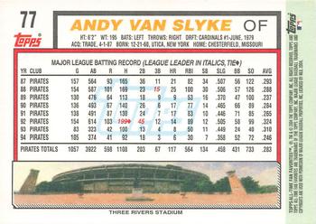 2004 Topps All-Time Fan Favorites #77 Andy Van Slyke Back