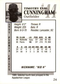 1991 Peoria Chiefs #24 Earl Cunningham Back
