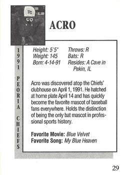 1991 Peoria Chiefs #29 Acro Back