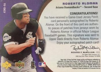 2004 SP Game Used Patch - Significant Numbers Autograph Dual #RA Roberto Alomar Back