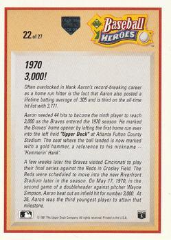 1991 Upper Deck - Baseball Heroes: Hank Aaron #22 Hank Aaron Back