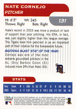 2004 Bazooka #131 Nate Cornejo Back