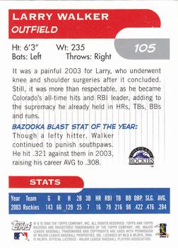 2004 Bazooka #105 Larry Walker Back