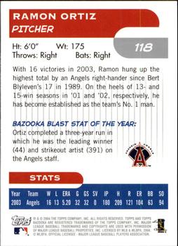 2004 Bazooka #118 Ramon Ortiz Back