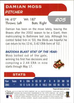 2004 Bazooka #205 Damian Moss Back